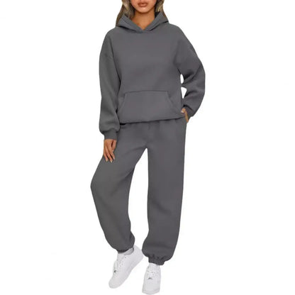 Women's 2 Piece Winter Hoodie and Sweatpants Set With Pokckets