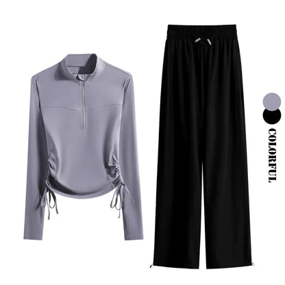 Women’s 2-Piece Yoga Set: Drawstring Top & Sweatpants