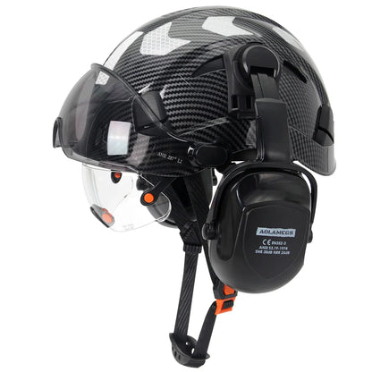 Construction Safety Helmet: Integrated Visor & Earmuffs