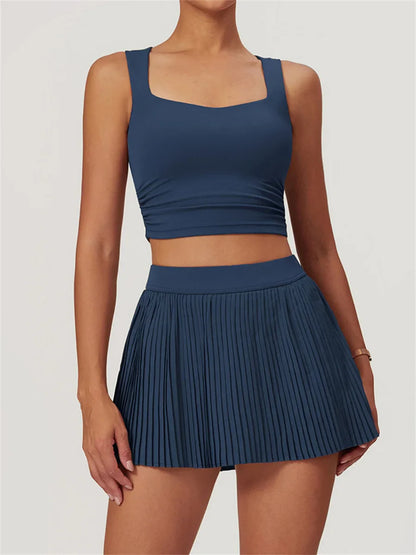 Women's 2 Piece Yoga Tennis Skirt Set Gym  Outdoor  & Sportswear