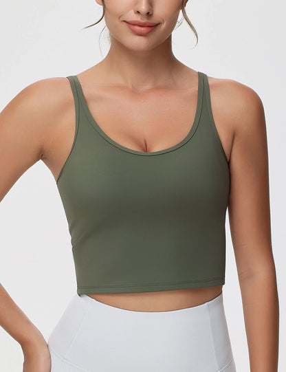 Women's Longline Sports Bra & Padded Yoga Workout Tank