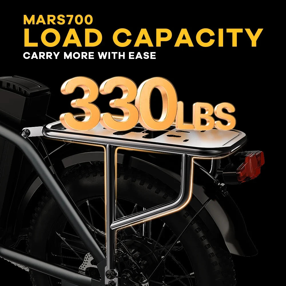 Cybervelo 1000W Foldable Fat Tire E-Bike 48V 20.8Ah Mars700