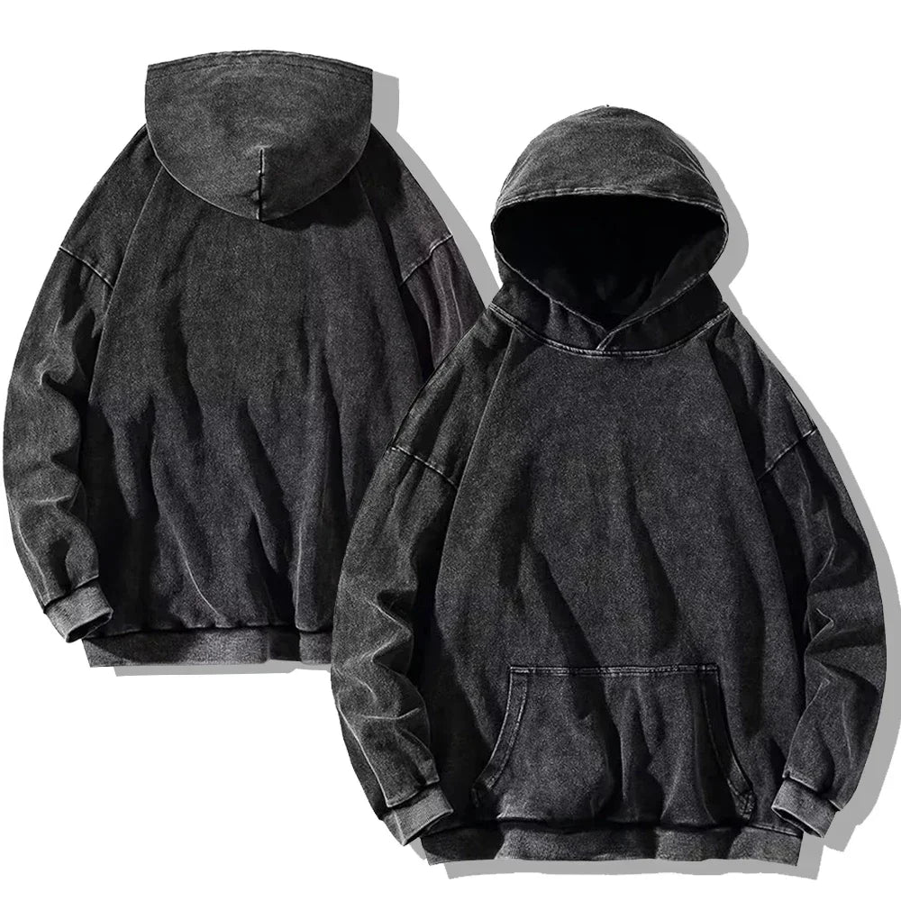 Unisex Cotton Hoodies  Vintage Wash  Harajuku Style