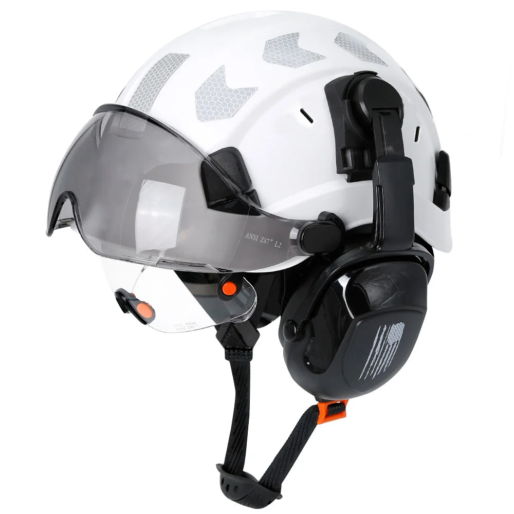 Construction Safety Helmet: Integrated Visor & Earmuffs