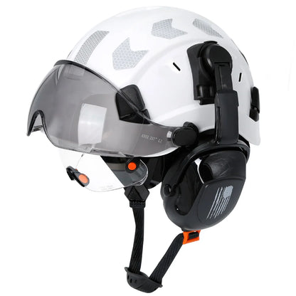 Construction Safety Helmet: Integrated Visor & Earmuffs