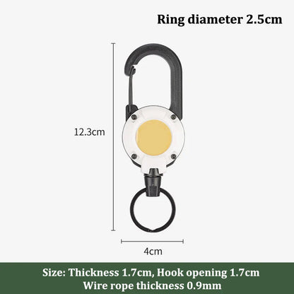 Outdoor Retractable Key Chain with Wire Rope Reel