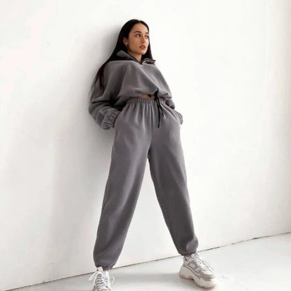 Women's 2 Piece Sportswear Set Hooded Sweatshirt Tracksuit Pants
