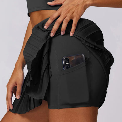 Versatile Tennis Skirts High Waisted  Pleated  Pockets  Tummy Control