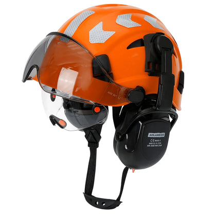 Construction Safety Helmet: Integrated Visor & Earmuffs
