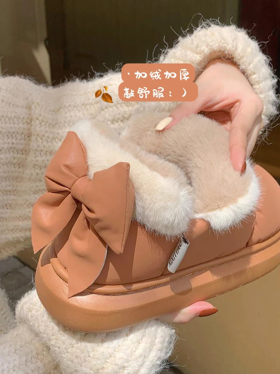 Women's Snow Boots  Bow Knot  Plush Lined