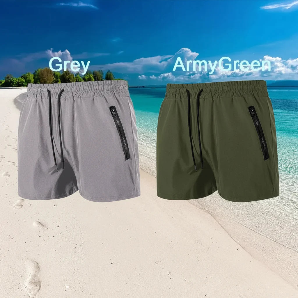 Men’s Quick-Dry Swim & Gym Shorts with Zipper Pockets