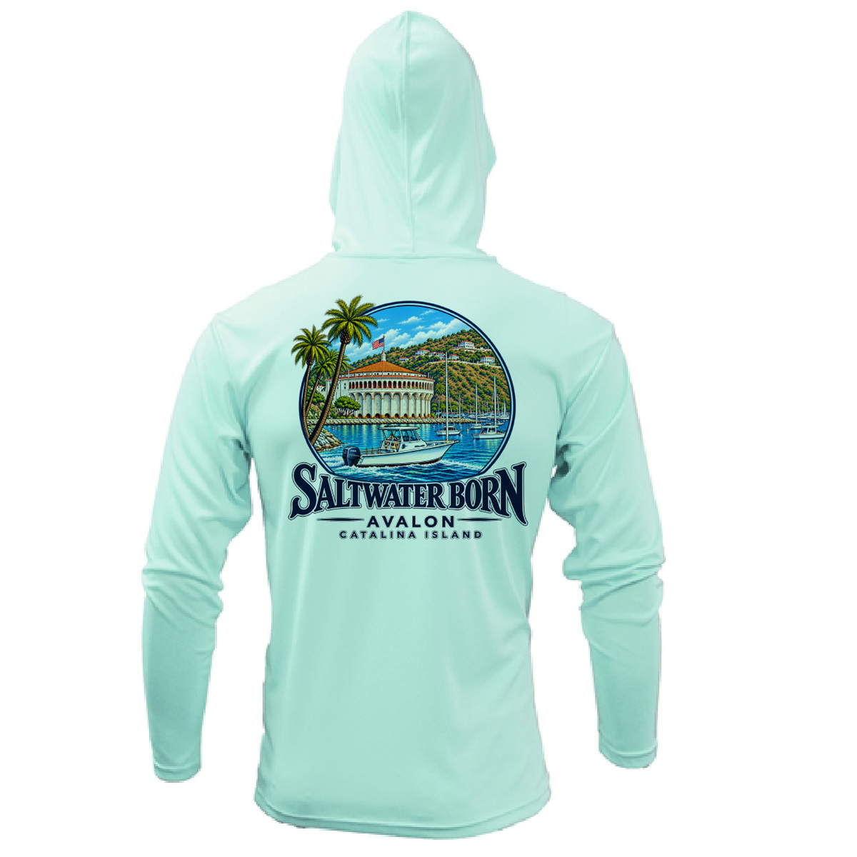 Avalon, CA Harbor Men's Long Sleeve UPF 50+ Dry-Fit Hoodie