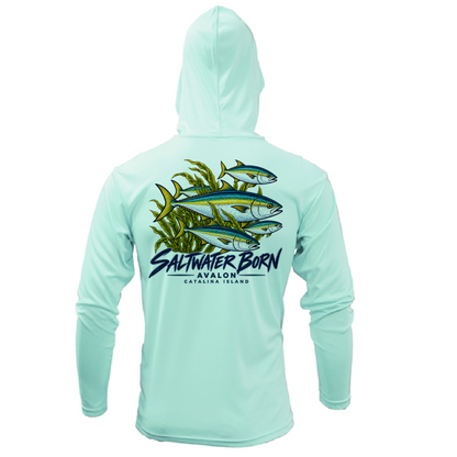 Avalon, CA Yellowtail Men's Long Sleeve UPF 50+ Dry-Fit Hoodie