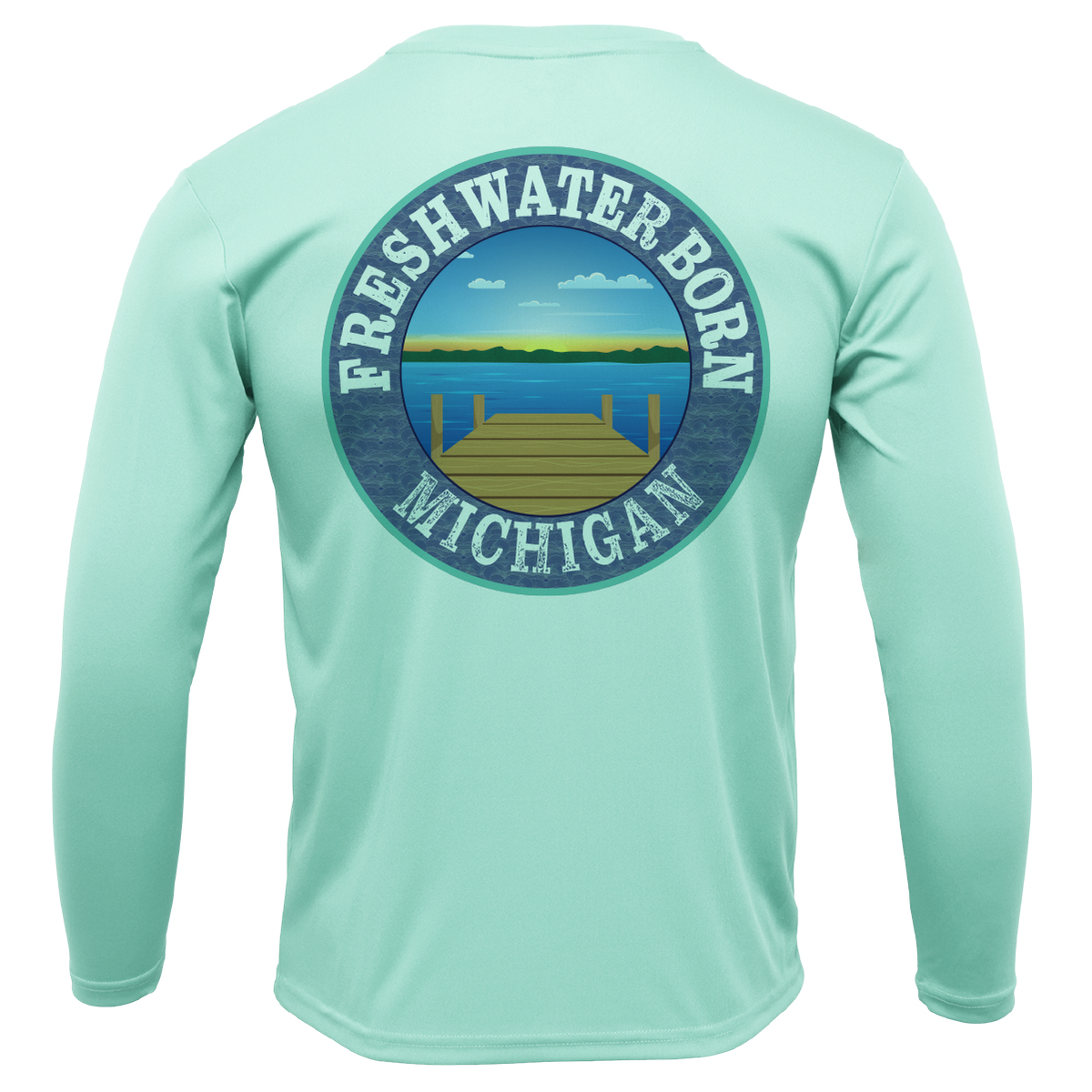 Michigan Freshwater Born Linear Logo Boy's Long Sleeve UPF 50+ Dry-Fit Shirt