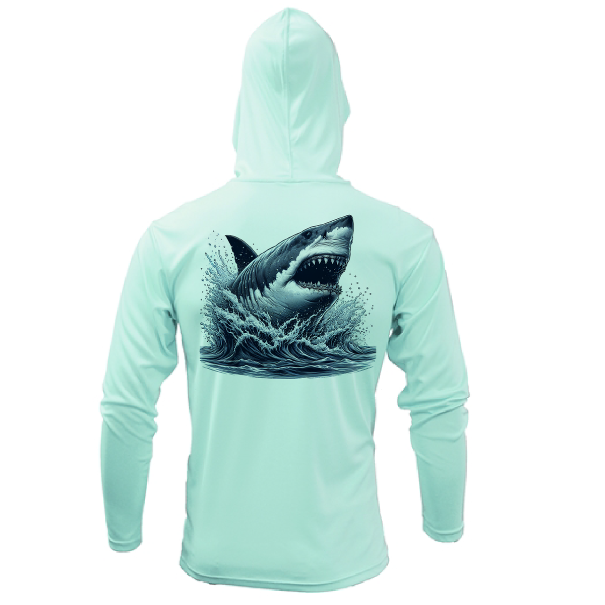 Cape Cod, MA Jaws Boy's Long Sleeve UPF 50+ Dry-Fit Hoodie