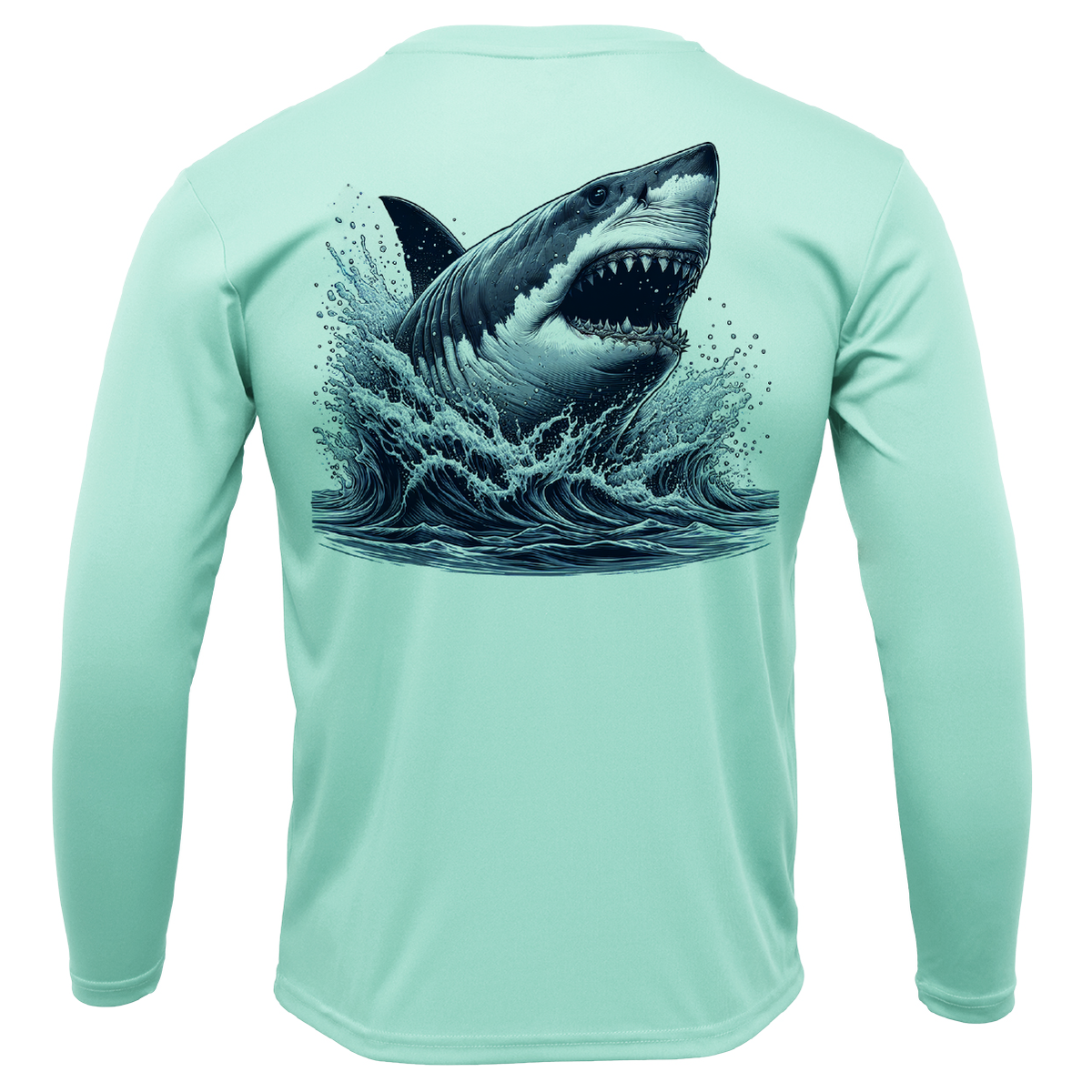 Cape Cod, MA Jaws Boy's Long Sleeve UPF 50+ Dry-Fit Shirt