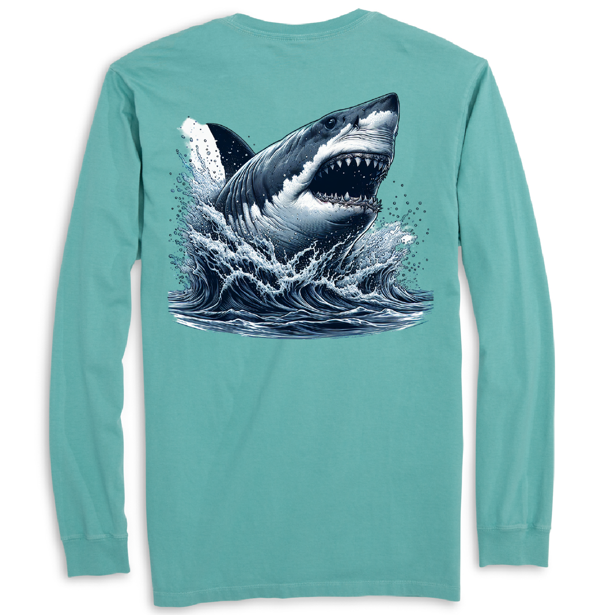 Cape Cod, MA Jaws Men's Cotton Long Sleeve Shirt