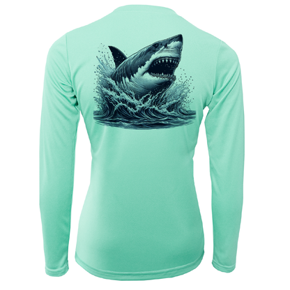 Cape Cod, MA Jaws Women's Long Sleeve UPF 50+ Dry-Fit Shirt