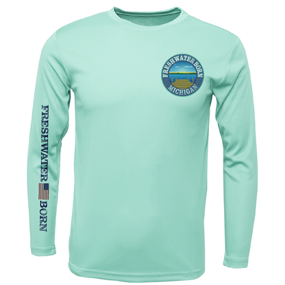 Michigan Freshwater Born Largemouth Bass Boy's Long Sleeve UPF 50+ Dry-Fit Shirt
