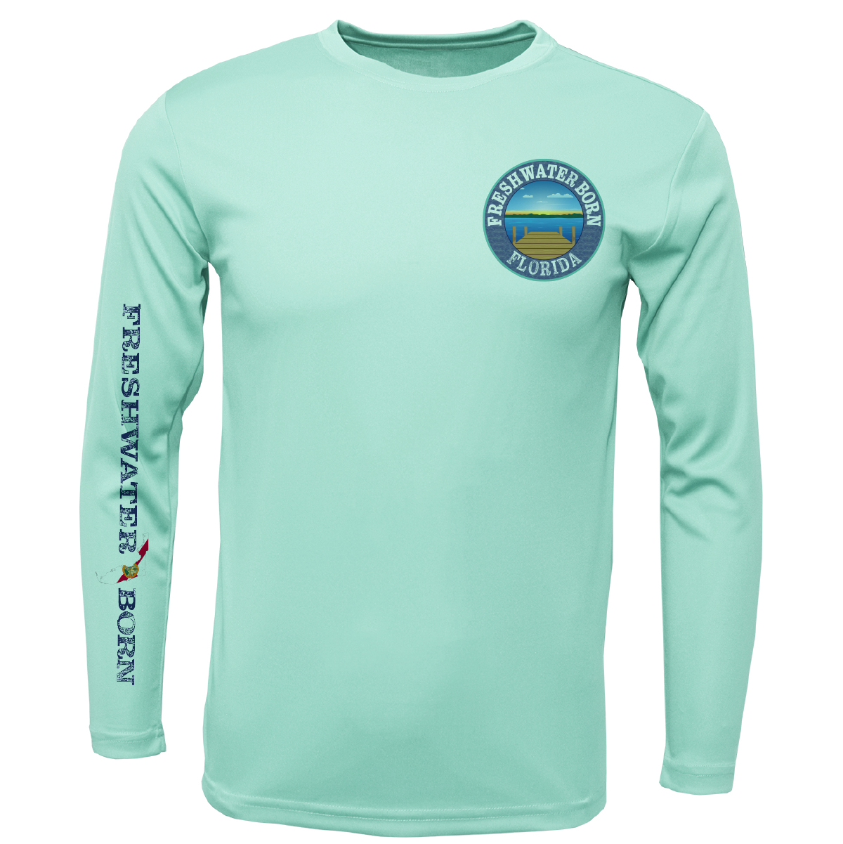 Florida Freshwater Born Largemouth Bass Boy's Long Sleeve UPF 50+ Dry-Fit Shirt