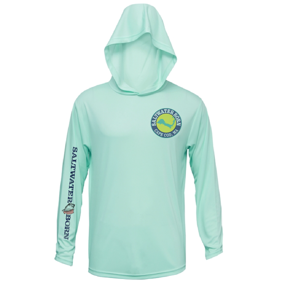 Cape Cod, MA Jaws Men's Long Sleeve UPF 50+ Dry-Fit Hoodie
