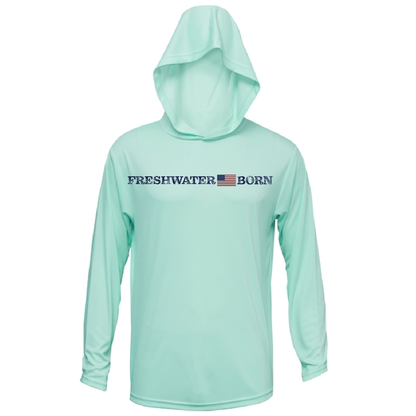 Michigan Freshwater Born Men's Linear Logo Long Sleeve UPF 50+ Dry-Fit Hoodie