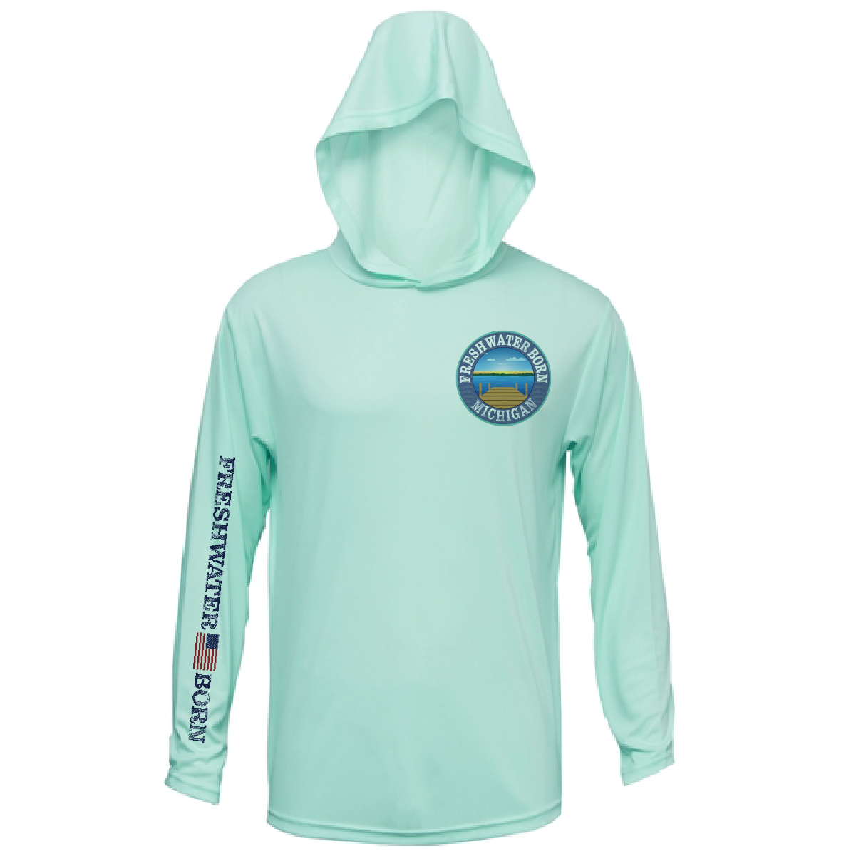 Michigan Freshwater Born Kraken Men's Long Sleeve UPF 50+ Dry-Fit Hoodie