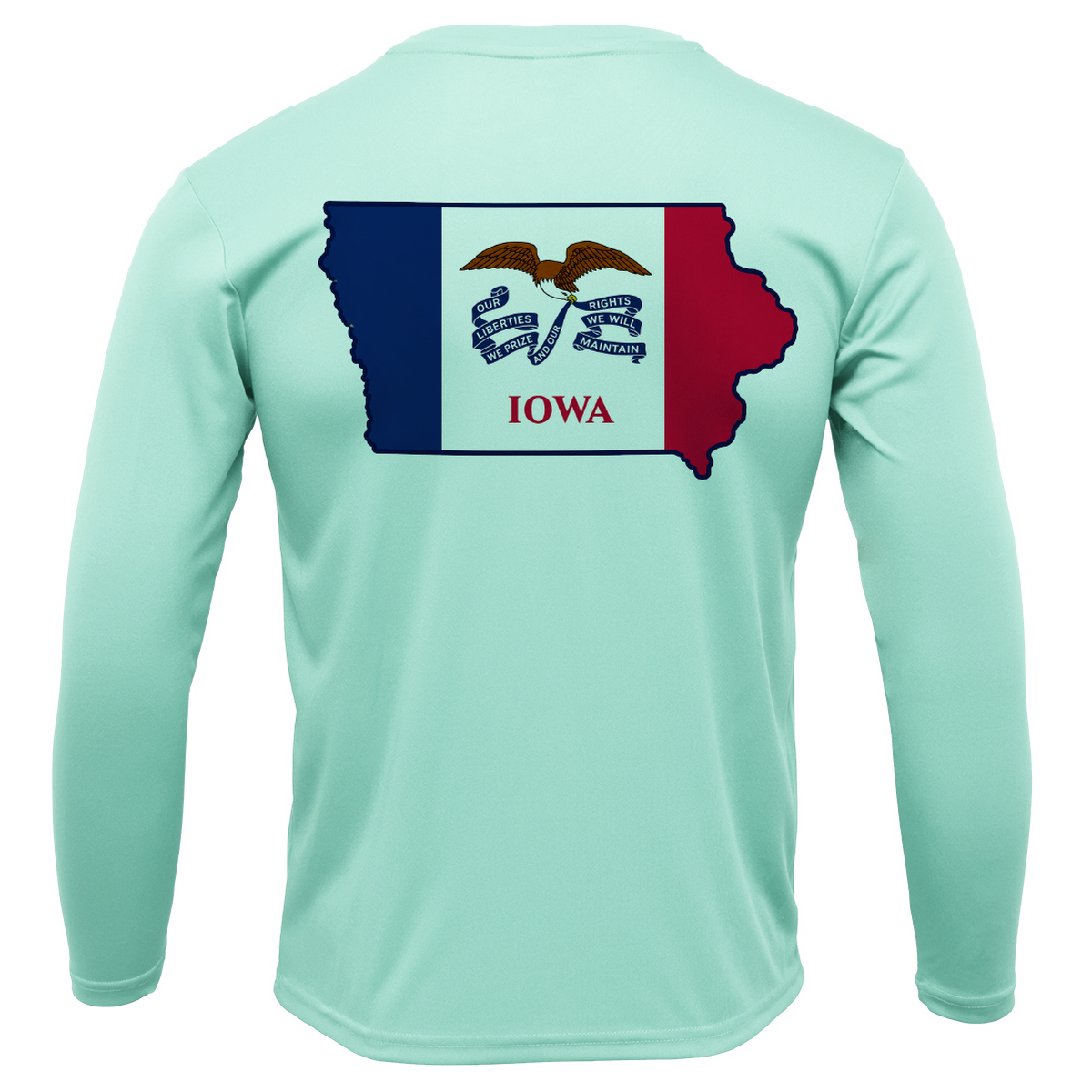 Des Moines, IA Freshwater Born State Flag Men's Long Sleeve UPF 50+ Dry-Fit Shirt