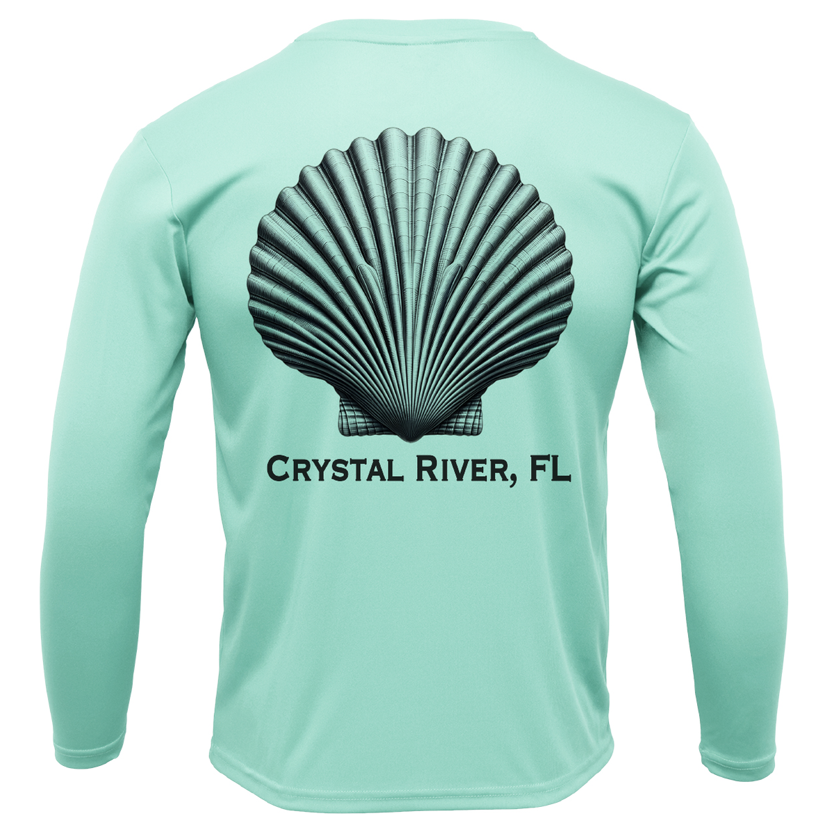 Crystal River, FL Scallop Men's Long Sleeve UPF 50+ Dry-Fit Shirt