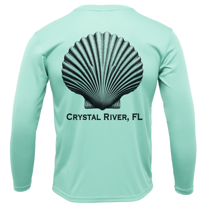 Crystal River, FL Scallop Men's Long Sleeve UPF 50+ Dry-Fit Shirt