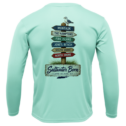 Long Island, NY Signs Men's Long Sleeve UPF 50+ Dry-Fit Shirt