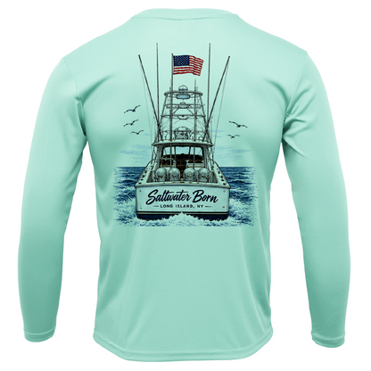Long Island, NY Saltwater Born Sportfish Men's Long Sleeve UPF 50+ Dry-Fit Shirt