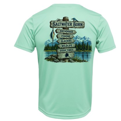 Anchorage, AK Adventure Signpost Men's Short Sleeve UPF 50+ Dry-Fit Shirt
