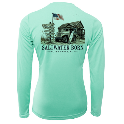 Outer Banks, NC Beach Jeep Women's Long Sleeve UPF 50+ Dry-Fit Shirt