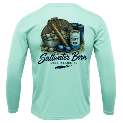 Beers, Clams, and Shades Long Island, NY Men's Long Sleeve UPF 50+ Dry-Fit Shirt
