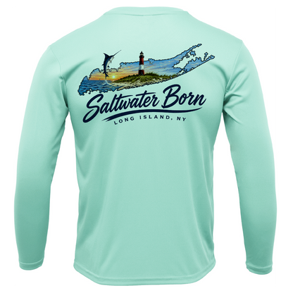 Long Island, NY Geography Men's Long Sleeve UPF 50+ Dry-Fit Shirt