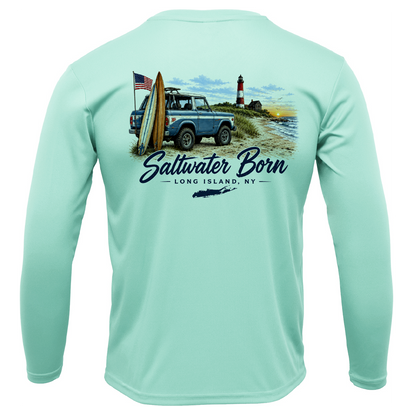 Long Island, NY Saltwater Born Beach Truck Men's Long Sleeve UPF 50+ Dry-Fit Shirt