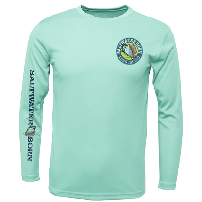 Long Island, NY State Flag Outline Men's Long Sleeve UPF 50+ Dry-Fit Shirt