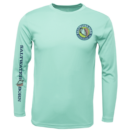 Anchorage, AK Northern Lights Whale Tail Boy's Long Sleeve UPF 50+ Dry-Fit Shirt
