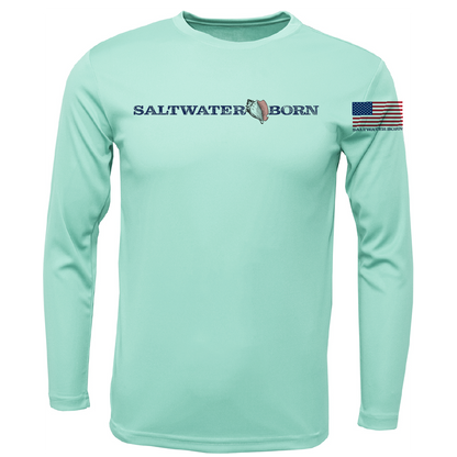 Eagle Ray Outline Men's Long Sleeve UPF 50+ Dry-Fit Shirt