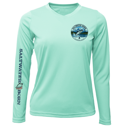 Anchorage, AK Salmon Women's Long Sleeve UPF 50+ Dry-Fit Shirt