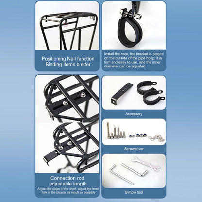 Steel Bike Front Cargo Rack Adjustable Fork Mount Bracket