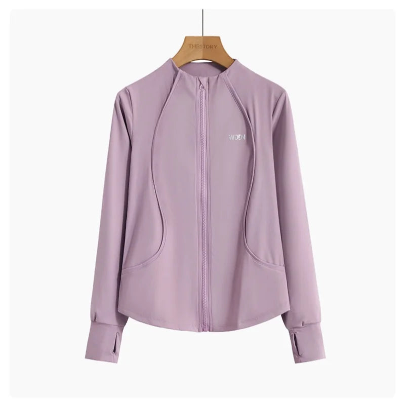 Slim Fit Yoga Long Sleeve Workout Top with Thumb Holes
