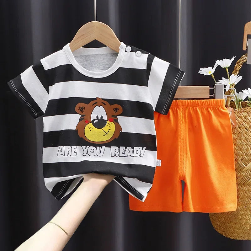 Kids 2-Piece Cotton Summer Set: Short Sleeve Tee & Shorts