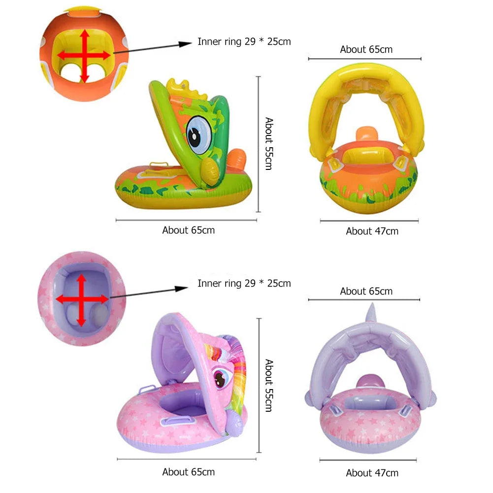 Safe and Sunny Inflatable Baby Swim Seat with Sunshade