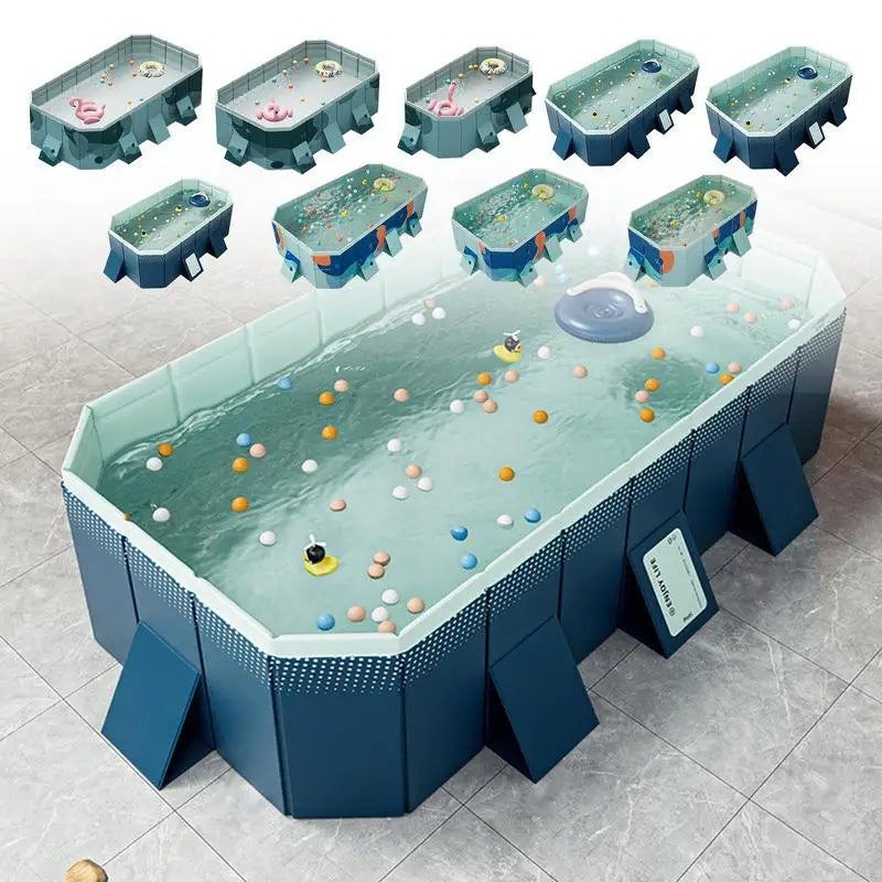 Spacious, Non-Inflatable PVC Pool: Easy Set-Up & Foldable for Family Fun