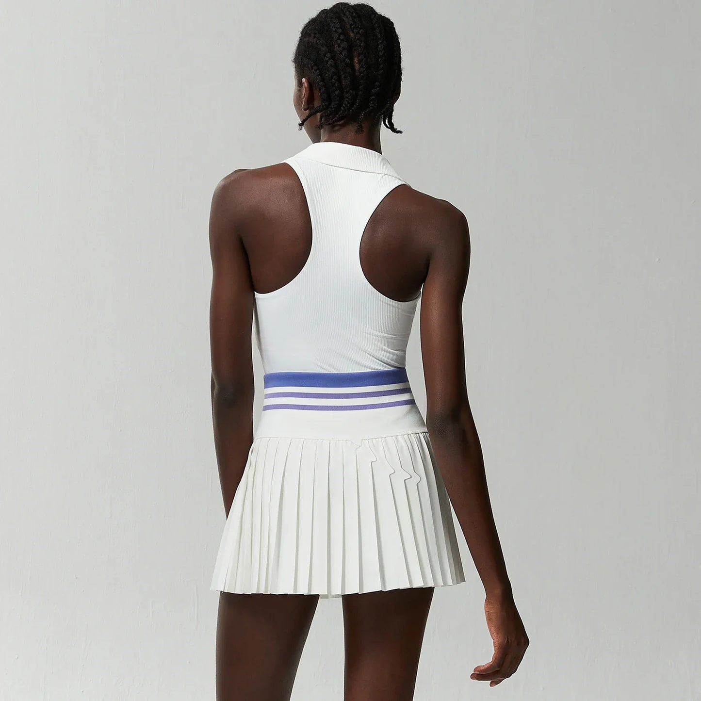 Women's Summer Two Piece Set  High Waisted Mini Skirt & Backless Sports Bra