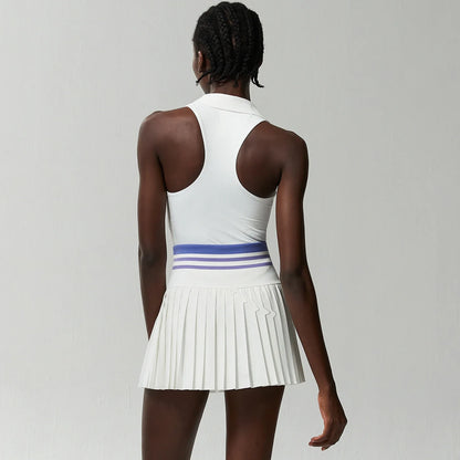 Women's Summer Two Piece Set  High Waisted Mini Skirt & Backless Sports Bra