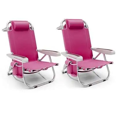 Lightweight Folding Beach & Camping Chair with Storage & Strap