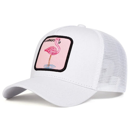 Flamingo Patch Mesh Snapback Casual Hip-Hop Summer Cap